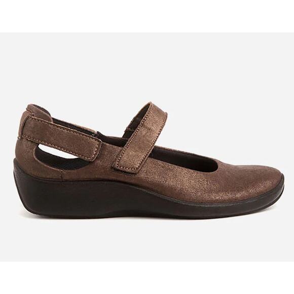 Arcopedico L51 25 Bronze embossed Adjustable Straps Mary Jane Shoes 37 US6.5 NIB - Picture 1 of 4